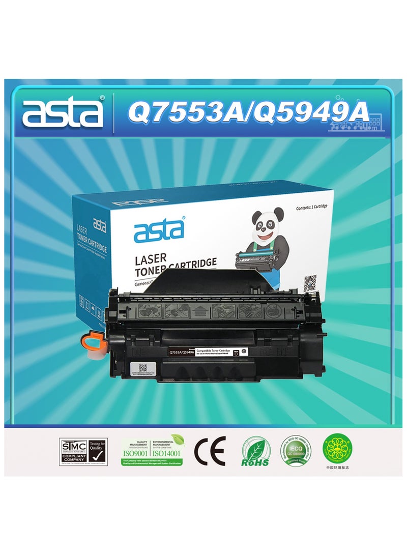 استا خرطوشة حبر متوافقة مع ASTA Q7553A 53A Universal Q5949A 49A لـ LaserJet P2014 P2015 M2727 M2727nfMFP M2727mfsMFP 1160 1160LE 1320 1320n 1320nw 1320t 1320tn M3390mfp M3392m طابعة اف بي اسود BK - Image 1